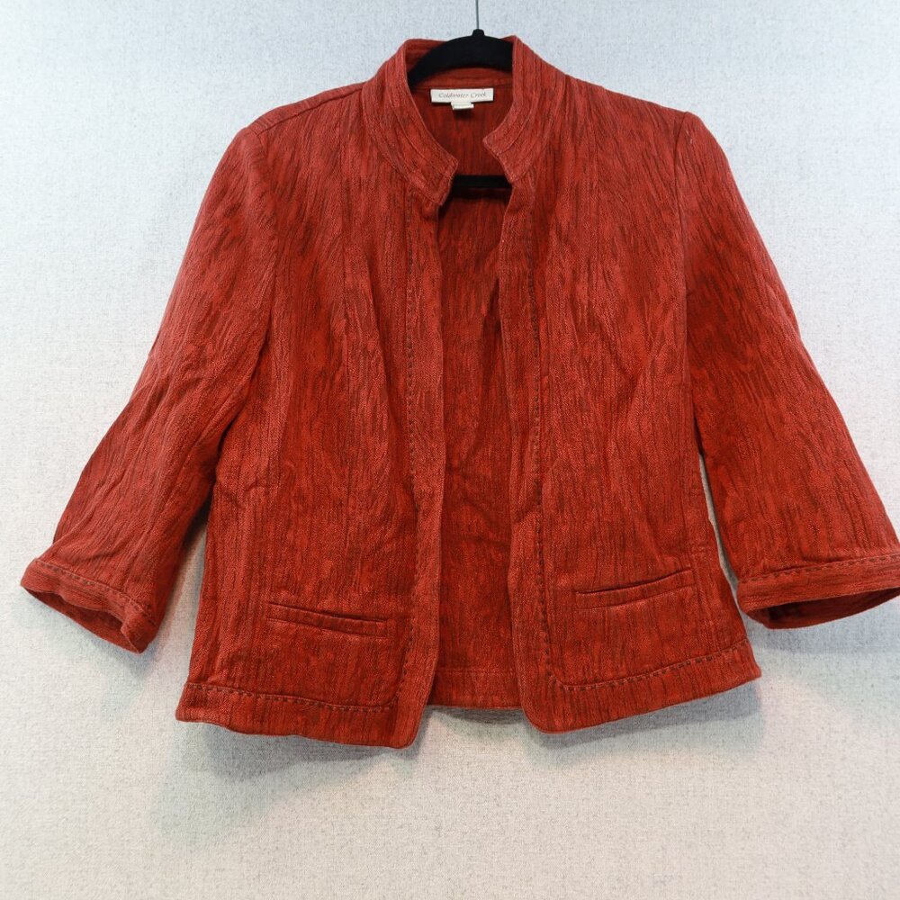COLDWATER CREEK Burnt Rust Orange Textured Cotton Blazser, Sz 8